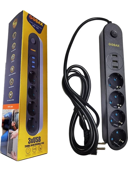 Termal Akım Korumalı GB-103 Uzatma Kablosu MG-101 10A-2500W - 1