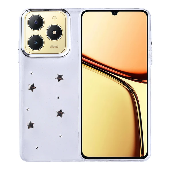 Realme C61 Kılıf Airbag Tasarımlı Simli Şeffaf Kutup Kapak - Resim 5