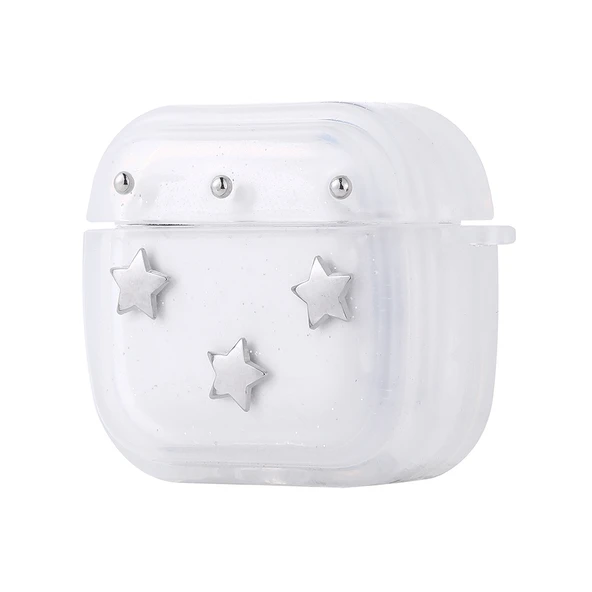 Apple Airpods 4 Airbag 44 Airbag Tasarımlı Simli Şeffaf Kutup Kılıf - Resim 4