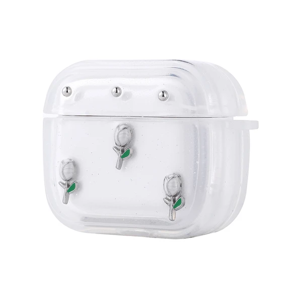 Apple Airpods 4 Airbag 44 Airbag Tasarımlı Simli Şeffaf Kutup Kılıf - Resim 3