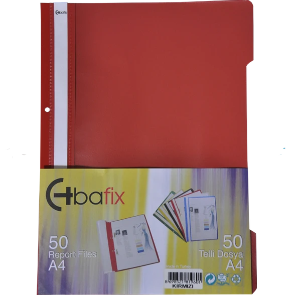 Bafix Telli Dosya Plastik xL Kırmızı A4 (50 li paket)