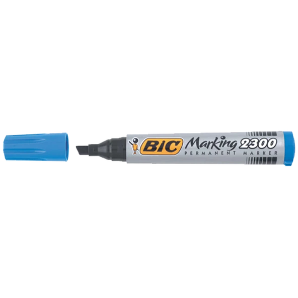 Bic Markör Permanent Kesik Uçlu Mavi 12 li