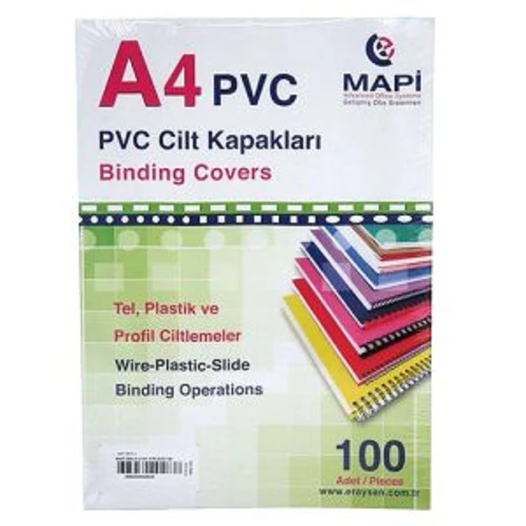 Mapi Cilt Kapağı Plastik Opak A4 160 MIC Şeffaf (100 lü)