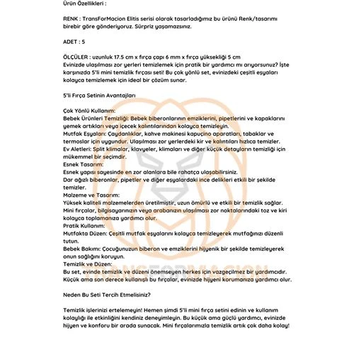 ModaCar Mikro Fırça Klima Biberon Pipet Fırçası 5 Adet - 4