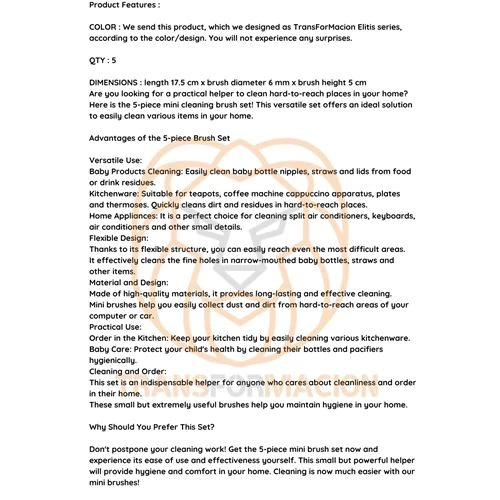 ModaCar Mikro Fırça Klima Biberon Pipet Fırçası 5 Adet - 5