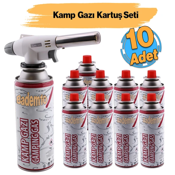 Çakmaklı Pürmüz Yedek Kartuşu Kamp Gazı 227 Gram Piknik Kamp Mangal Mutfak Ateş Tutuşturucu 10 Set