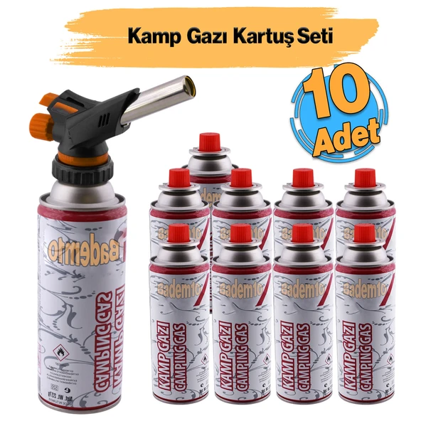 Çakmaklı Pürmüz Yedek Kartuşu Kamp Gazı 227 Gram Piknik Kamp Mangal Mutfak Ateş Tutuşturucu 10 Set ürün görseli