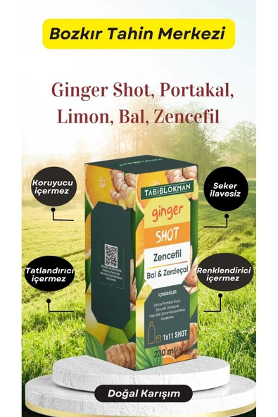 Bozkır Tahin Merkezi Ginger Shot, Portakal, Limon, Bal, Zencefil Doğal Karışım 230gr(KATKISIZ)