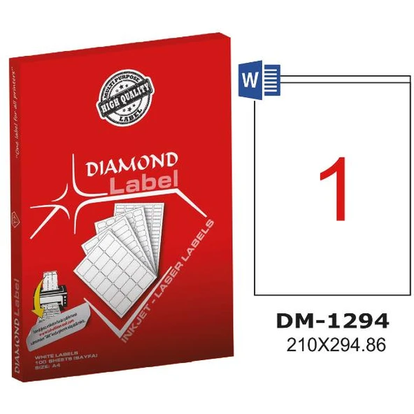 Diamond Lazer Etiket DM-1294 210x294.86 mm