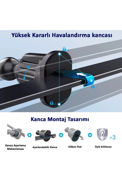 Farway Araç İçi Mıknatıslı Telefon Tutucu Kancalı Havalandırma Peteği İçin - 6