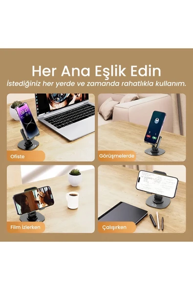 Farway Masa Üstü Tablet ve Telefon Tutucu Stand 3 Kademeli 360 Derece Döndürülebilir - 3