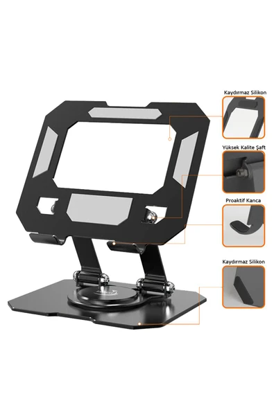 Farway Masa Üstü Metal Tablet Ve Telefon Tutucu Stand 2 Kademeli 360 Derece Döndürülebilir - 5