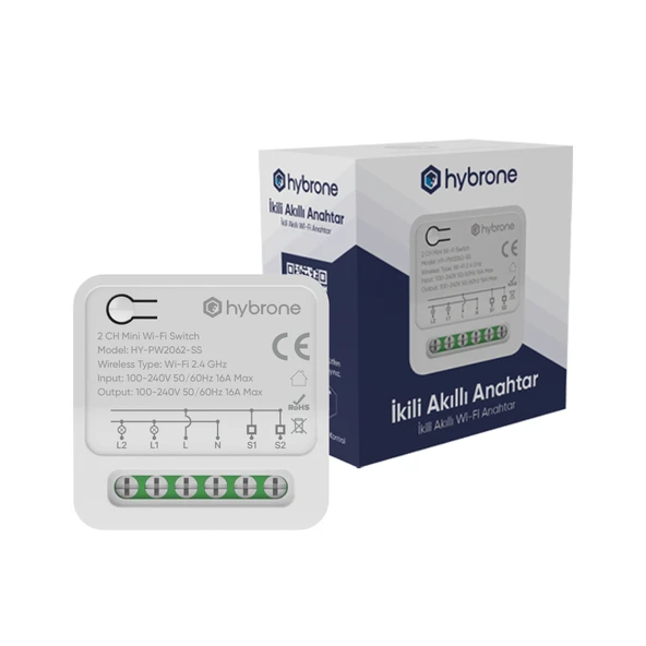 Hybrone İkili Akıllı Röle, Wi-Fi Anahtar