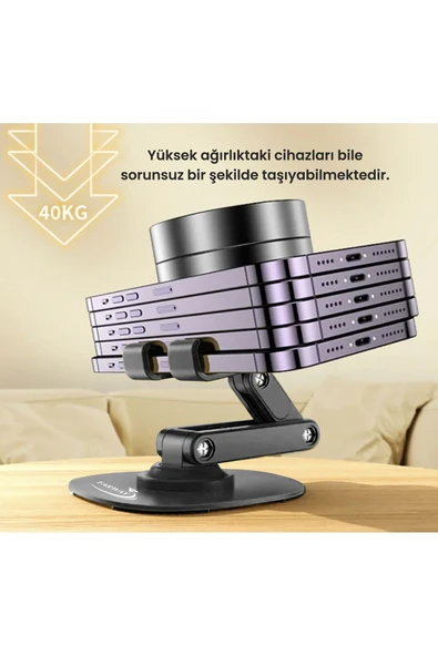 Farway Masa Üstü Tablet ve Telefon Tutucu Stand 3 Kademeli 360 Derece Döndürülebilir - 5