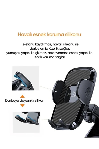 Farway Araç İçi Vantuzlu Premium Telefon Tutucu Cam ve Torpido İçin - 4