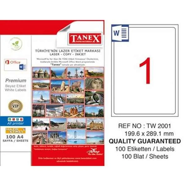 Tanex Lazer Etiket TW-2001 199,6x289,1 mm