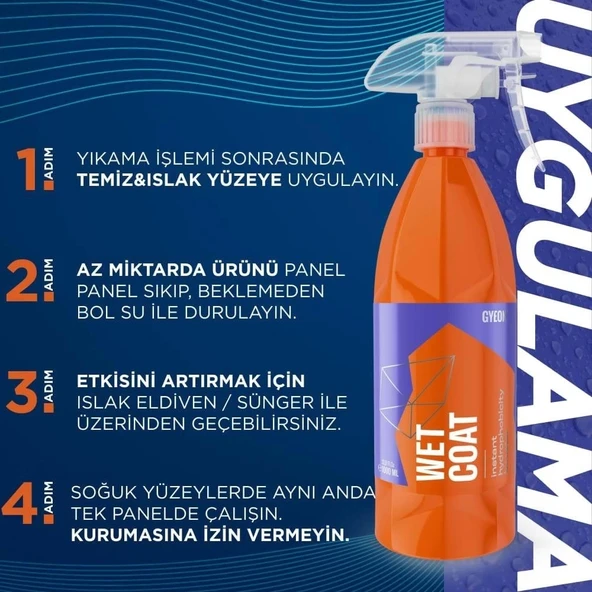GYEON Q²M WetCoat Nano Boya Koruma Ve Seramik Sprey Hızlı Cila - 500 ml -Su İtici Parlak Islak Cila - 3