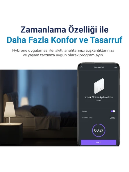 Hybrone Duvar Tipi Tekli Akıllı Anahtar - 3