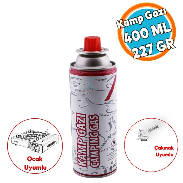 (1 Adet) Kamp Gazı Bütan Propan Tüpü Portatif Ocak Kartuşu Tek kullanımlık Pürmüz 400 ml 227 gr
