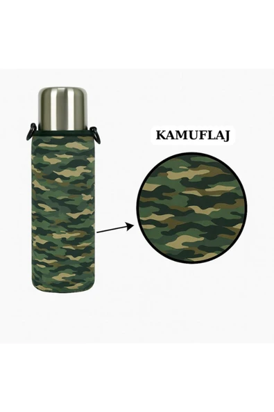 Klasik Kulpsuz 0.75 Lt. ile Uyumlu Omuz Askılı Termos Kılıfı - 11