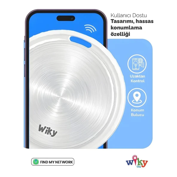 Wiky Tag Çocuk Smart Airtag  - Akıllı Konum Takip Cihazı Mavi (APPLE UYUMLU) - 3
