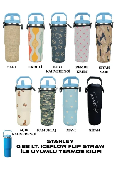 Iceflow Flip Straw 0.88 Lt. ile Uyumlu Omuz Askılı Termos Kılıfı - 3