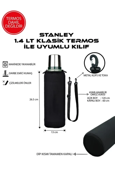 Klasik 1.4 Lt. ile Uyumlu Omuz Askılı Termos Kılıfı - 5