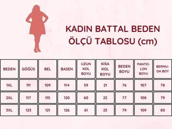 Kadın Desenli Bisiklet Yaka 3 Düğmeli Yırtmaç Detaylı Büyük Beden Viskon Uzun Kol Pijama Takımı - 6