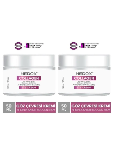 NEDOX 2 Adet Kırışıklık Karşıtı Kolajen Göz Çevresi Kremi 50 ml