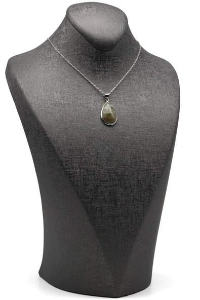 Zümrüt Doğal Taş 925 Ayar Gümüş Kolye - Resim 2