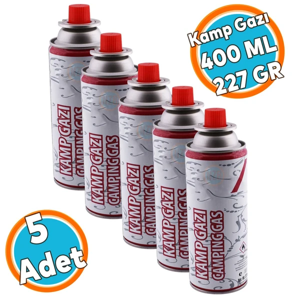 (5 Adet) Kamp Gazı Bütan Propan Tüpü Portatif Ocak Kartuşu Tek kullanımlık Pürmüz 400 ml 227 gr