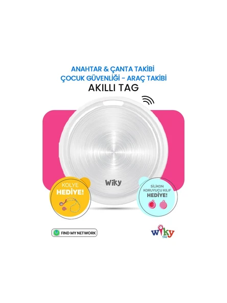 Wiky Tag Çocuk Smart Airtag  - Akıllı Konum Takip Cihazı Pembe (APPLE UYUMLU) - 1