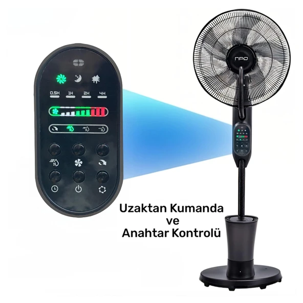 NPO N01 Buz Eklenebilir Ultrasonik Buharlı Zaman Ayarlı 3 Kademli Sessiz 75W Akıllı Vantilatör - 7