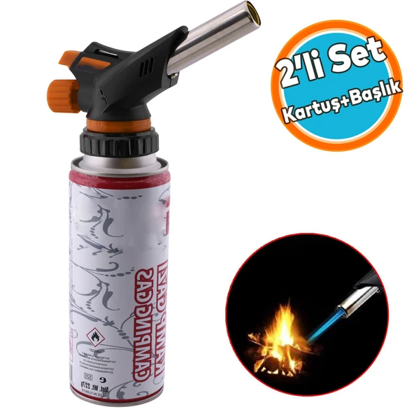 Kamp Gazı Yedek Kartuşu Çakmaklı Pürmüz 227 Gram Piknik Kamp Mangal Mutfak Ateş Tutuşturucu Seti ürün görseli 1