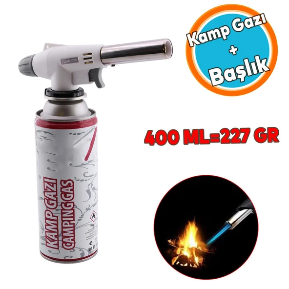 Kamp Gazı Yedek Kartuşu Çakmaklı Pürmüz 227 Gram Piknik Kamp Mangal Mutfak Ateş Tutuşturucu Seti