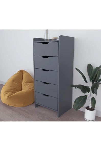 Bena Mobilya LODOS 5 ÇEKMECELİ ANTRASİT ŞİFONYER - Resim 2