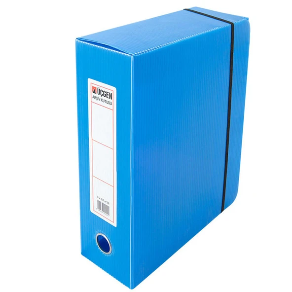 Üçgen Proje Kutusu ( 50 adet  ) Plastik Lastikli Geniş 24x32x9 Mavi