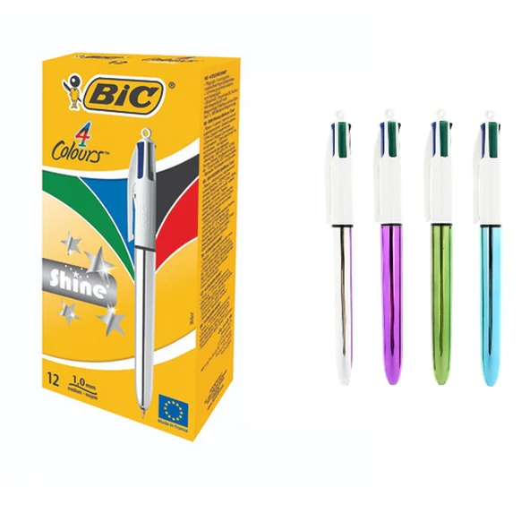 Bic Tükenmez Kalem Shıne 4 Colours Gümüş Gövde 12 Lİ 919380 ürün görseli 1