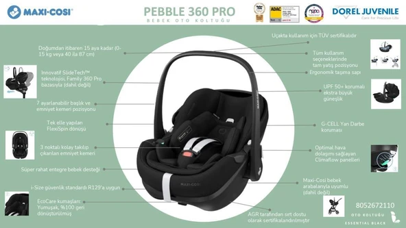 Maxi-Cosi Leona2 3 ü 1 Arada Seyahat Sistem Bebek Arabası Twillic Graphite - 6