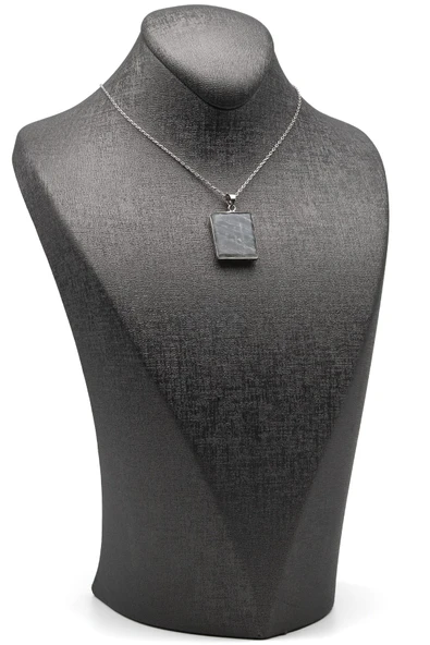 Labradorit Doğal Taş 925 Ayar Gümüş Kolye - Resim 2