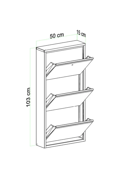 Evdemo Kilitli 3 Kapaklı Metal Ayakkabılık Siyah - 6
