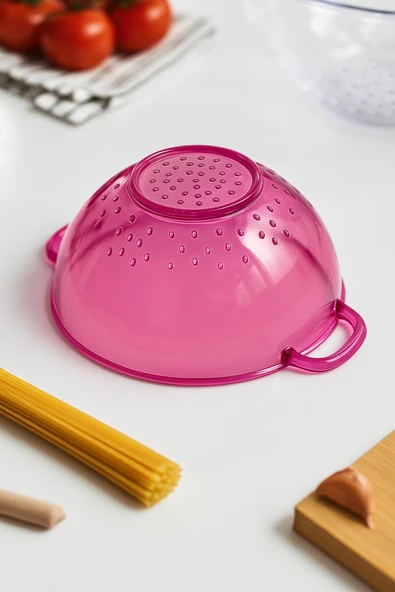 Akrilik Pembe Mini Pirinç Süzgeçi & Bakliyat Süzgeçi (3 SU BARDAĞI ÖLÇÜLÜ) - 3