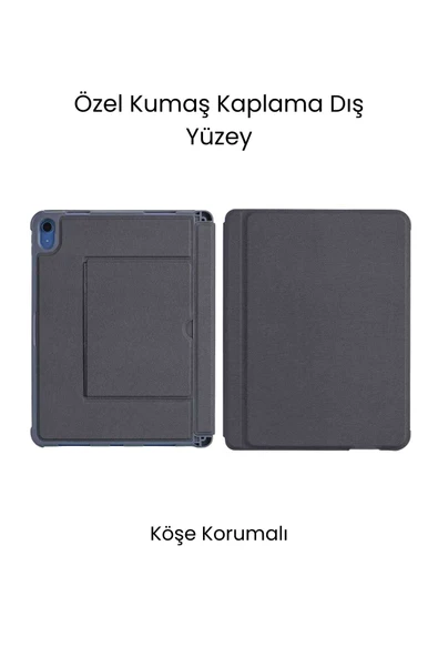 iPad 11. Nesil Uyumlu 360° Manyetik Standlı Ledli Touchpadli Katanya Klavyeli Tablet Kılıfı - Resim 6