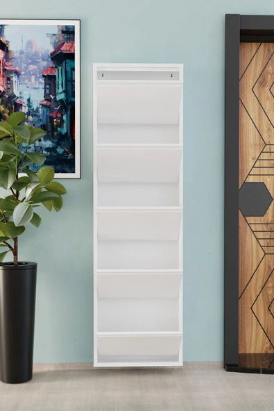 Evdemo 5 Kapaklı Metal Ayakkabılık Beyaz - 3