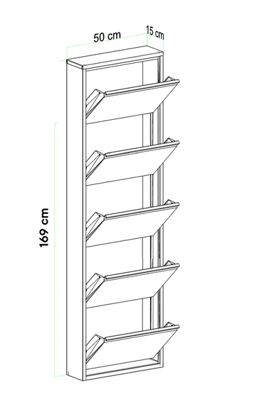 Evdemo Kilitli 5 Kapaklı Metal Ayakkabılık Siyah - 8