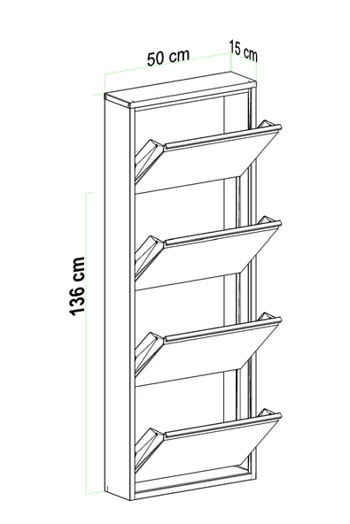 Evdemo 4 Kapaklı Metal Ayakkabılık Siyah - 6
