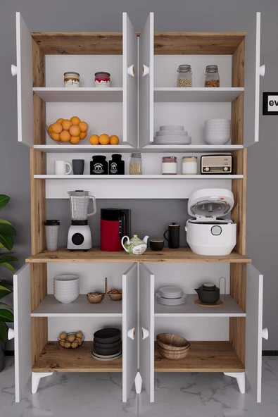 Evdemo Urla Kahve Köşesi Çok Amaçlı Mutfak Kiler Erzak Dolabı Atlantik Çam - 3