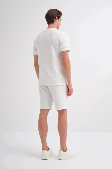 Cazador Bisiklet Yaka Regular Fit Örme Dokulu Tişört 4207 - 4