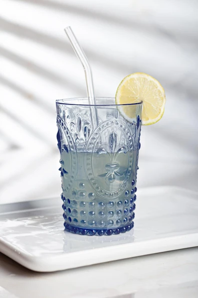 Akrilik Lacivert 6'lı Kısa Bardak & Su Meşrubat Kahve Yanı Bardağı 400 ml ( Cam Değildir ) - 3
