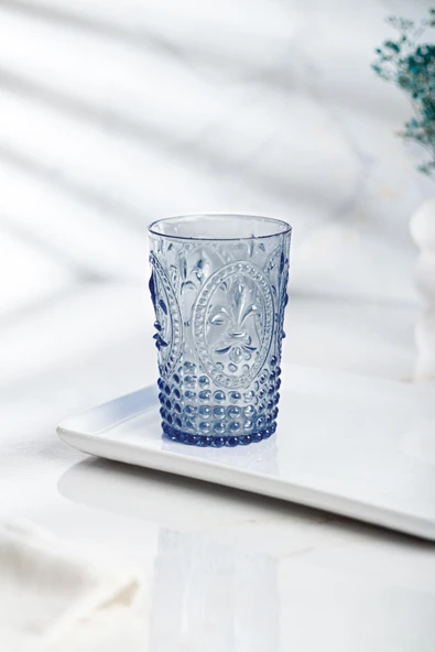 Akrilik Lacivert 6'lı Kısa Bardak & Su Meşrubat Kahve Yanı Bardağı 400 ml ( Cam Değildir ) - 4